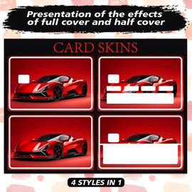 Peacoblue Bank Card Sticker Handsome Sports Car Credit Debit Card Custom Skin Cover Protector, 4 Styles Waterproof Scratch-Proof and Attractive Decal for Most Popular EBT Transportation Key Card
