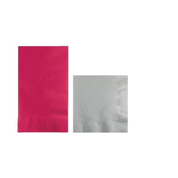 Converting Paper Bulk Party Napkin Bundle, 100 Magenta Dinner and