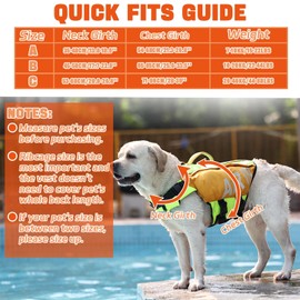 UIQELYS Dog Life Jacket, Inflatable Dog Life Vest with Airbags for Swimming & Boating in Every Adventure, Adjustable Reflective Dogs Swim Vest Complete Protection for Puppy Pet-Orange, Size C