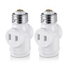 2 Outlet Light Socket Adapter, E26 Bulb Socket to Outlet