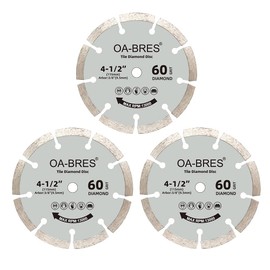 3Pack 4-1/2-Inch 60-Grit Diamond Compact Circular Saw Blade with 3/8-Inch Arbor, for Cutting Ceramic Tile, Stone Tile, Backer Board and Cement