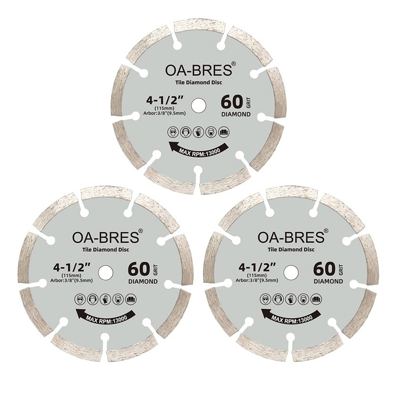 3Pack 4-1/2-Inch 60-Grit Diamond Compact Circular Saw Blade with 3/8-Inch