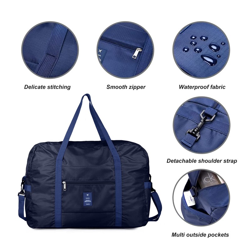 FITDON Lightweight Foldable Travel Bag, blue, Lightweight, foldable