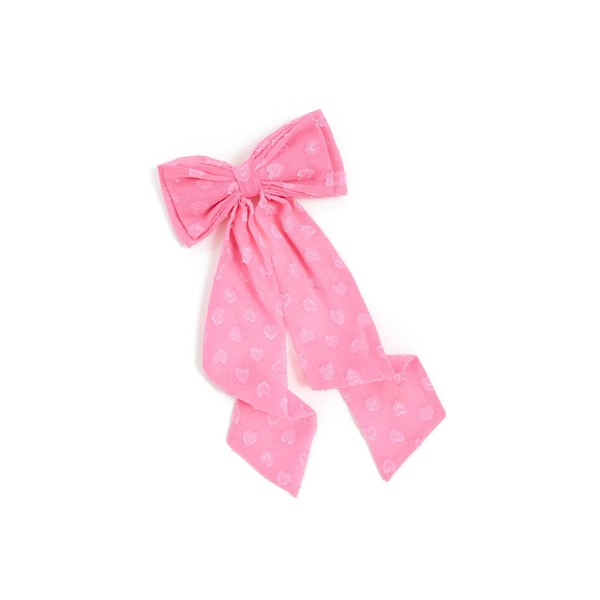 LOVESHACKFANCY Women's Lorna Bow Barette, Carnation Hearts, Pink, One Size