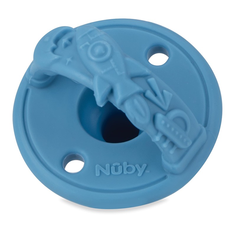 Nuby 3-D Sili Soother Pacifiers with Soft Handle and Two