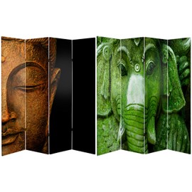 Oriental Furniture 6 ft. Tall Double Sided Buddha and Ganesh Canvas Room Divider