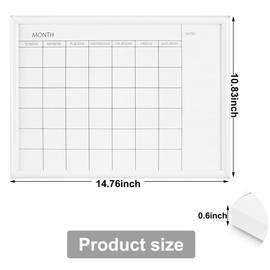 TORASO Dry Erase White Board Monthly Calendar Board, Magnetic Whiteboard for Wall, Office,School,Home, Hanging Board for Kitchen Grocery List Drawing Memo,10.5"x 14.5"(YL-WH-2737-A)