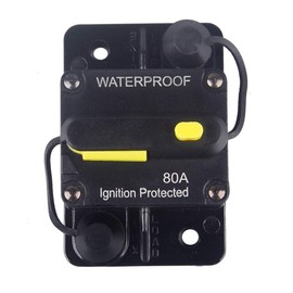 OUHL 80 Amp Circuit Breaker 12V- 48V DC Manual Reset Fuse for Trolling Motor Rv Marine Boat Vehicles System Protection Waterproof (80A)