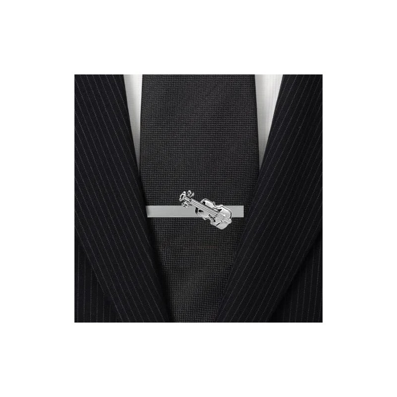 Violin N02451 Tie Bar Tie Clip, Brass, No Gemstone