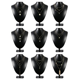 Kakonia 9 Pcs Layered Choker Necklaces Set for Women Multiple Multilayer Chain Y Necklaces Charm Tiered Long Choker Necklaces Adjustable Gold Tone