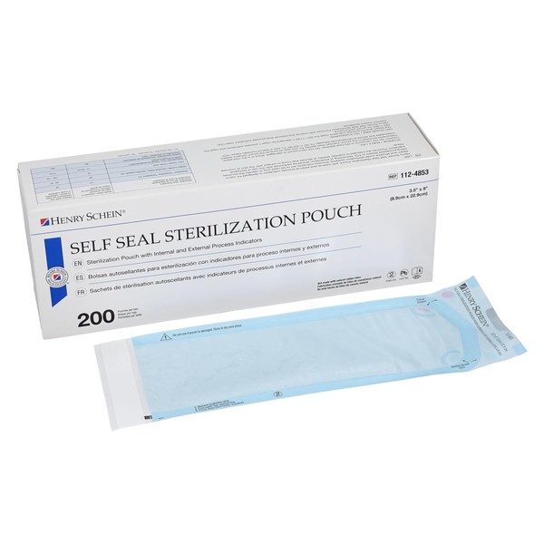 Henry Schein Self-Sealing Sterilization Pouches, Latex-Free, Built in Color Change