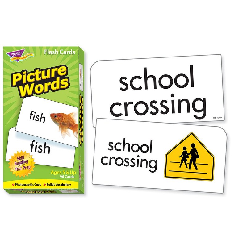 Trend Enterprises: Picture Words Skill Drill Flash Cards, Content-Rich Self-Checking