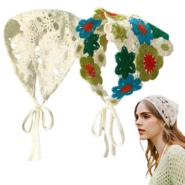 GILWUMO Head Scarf, Pack of 2 Women's Boho Headbands, Triangle Headscarves, Bandanas, Turban, Tie, Hair Bands, Elastic Hair Scarf for Women and Girls, multicoloured