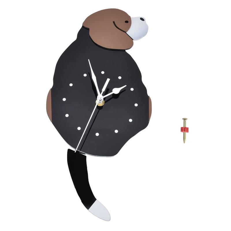 Wall Clock Self Adhesive Waterproof 3D Effect Silent Movement Dog