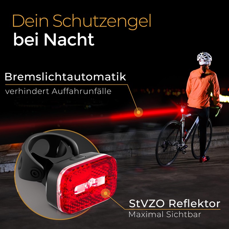 LICHTMEISTER® Rear Light Bicycle with Reflector and Brake Light Function