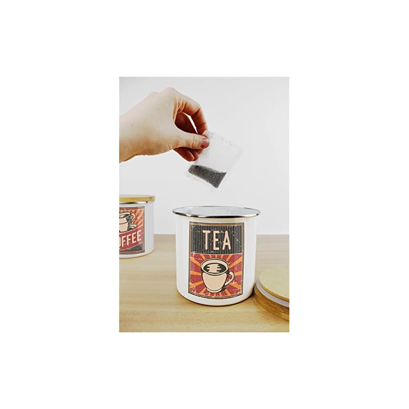 Purely Home Retro 1950s Style Decaf Tea Canister - White
