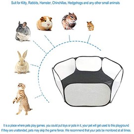 Small Animals C&C Cage Tent, Breathable & Transparent Pet Playpen Pop Open Outdoor/Indoor Exercise Fence, Portable Yard Fence for Guinea Pig, Rabbits, Hamster, Chinchillas and Hedgehogs