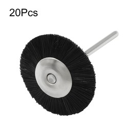 LDEXIN 20Pcs Nylon Bristle Brushes 1" (25mm) Dia. Polishing Wheel Brushes with 3/32" Shank, Flat Wire Brushes, Black