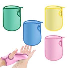 Wash Gloves for Shower - 4X Scrub Gloves | Quick-Drying Reusable Spa-Grade Mitts Gentle Massage Dry Brushing for Sensitive Skin Cleansing Travel Boy Girl Children