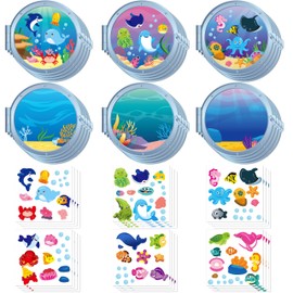 WATINC Sea Animal Scene Sticker Art Craft, Make Your Own Ocean Animals World Under the Sea Scene Stickers, DIY Shark Clown Fish Dolphins Decals, Kids Game for Classroom Activity Party Supplies (36Pcs)