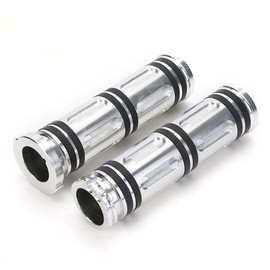 TESWNE Heavy Duty CNC 1 inch Handle Grips for Touring Sportster Dyna Softail V-Rod (Chrome)