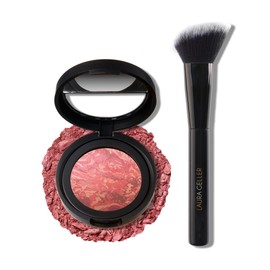 LAURA GELLER NEW YORK Baked Blush-n-Brighten Marbleized Blush + Angled Blush Brush (11 Summer Orchid, 47mm)