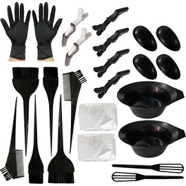 24pcs Kit Herramientas de Tinte para Coloración Cabello,Kit para pintar el con Cepillo de Tinte para,Tazón para Teñir El Cabello Peine para Teñir El Guante y Oído Cepillos,Para Salón de Bricolaje