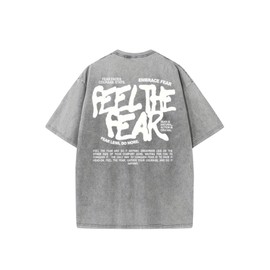 WDIRARA Men's Y2k Lip Graphic Print Tees Vintage Hipster Hip Hop Crew Neck T-Shirt Streetwear Top Grey Large