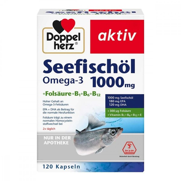 Doppelherz Sea Fish Oil Omega-3 1,000 mg + Fols Pack of 120
