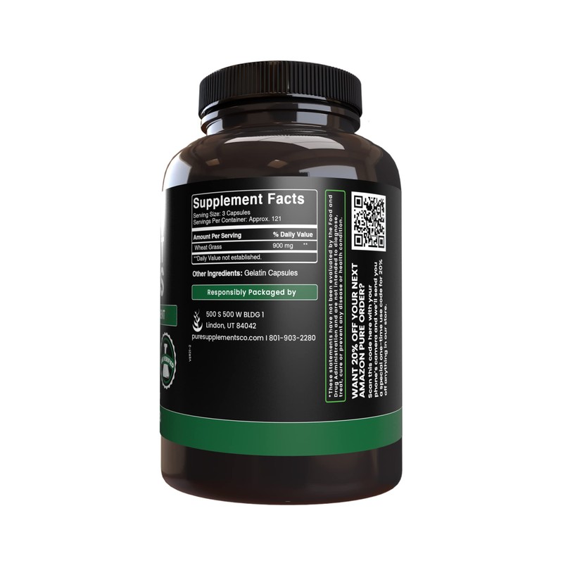 Pure Original Ingredients Wheat Grass (365 Capsules) No Magnesium Or
