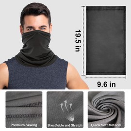 Cooling Neck Gaiter for Men Women Gator Face Mask Scart Cover Fishing Motorcycle Breathable Sun Protection Balaclava Bandana (All black, one size)
