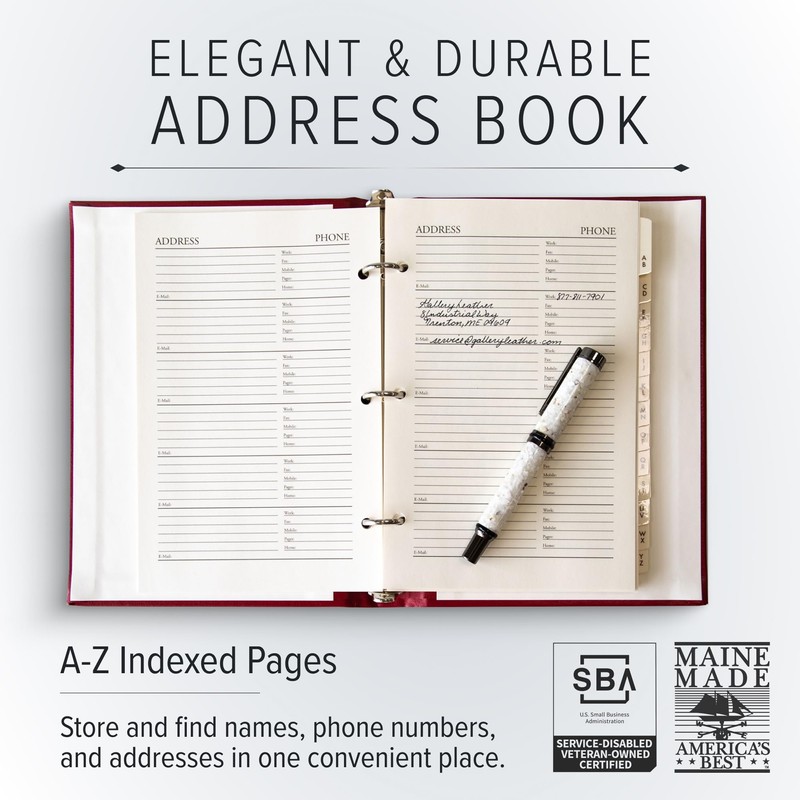 Gallery Leather Large Address Book with Alphabetical Tabs up to