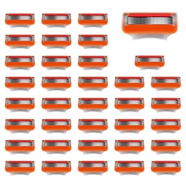 36 Replacement Blades Compatible with GL-Fusion 5 Style Razors (orange), Wet Razors Men's Blades Value Packs