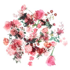 Modixun 160pcs Flower Plant Stickers, 20 Patterns PET Transparent Decorative Stickers, Flower Scrapbooking Stickers, Floral Washi Stickers for Craft Album Journal, Style D