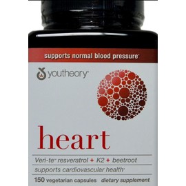 YouTheory Heart Resveratrol K2 Beetroot, 150 Vegetarian Capsules