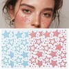 4 Sheets Star Face Gem Stickers Blue and Red 4th