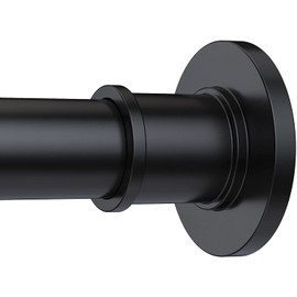 BRIOFOX Industrial Shower Curtain Rod - Never Rust Non-Slip 27-43 Inch Stainless Steel, Matte Black