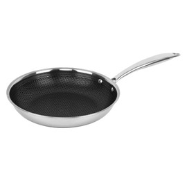 BRENTWOOD B-FH24 3-Ply Hybrid Non-Stick Stainless Steel Induction-Ready Frying Pan, 9.5", Silver