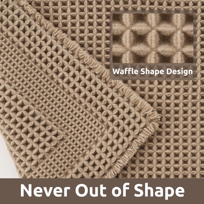 AMOAMI Waffle Bath-Mat, Absorbent Bath Mats for Bathroom Non Slip,