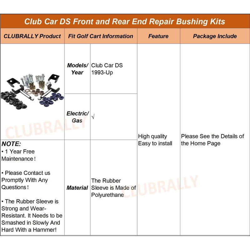 CLUBRALLY Club Car DS Deluxe Golf Cart Front and Rear