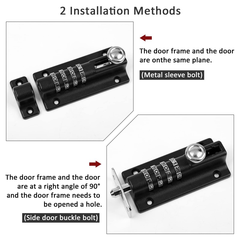 Combination Locking Bolt, ProChosen 4 Digit Sliding Lockable Padbolt Heavy