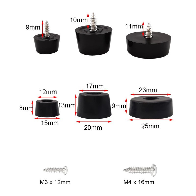 ABINLIN Rubber Feet Screw-On – Pack of 60 Rubber Feet