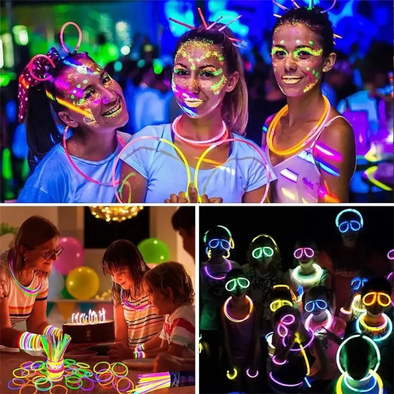 200 Pulseras Neón Fosforescente Glow Stick Fiestas Eventos Color