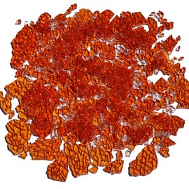 KALUCION Orange Cracked Ice Glass Mosaic Tiles for Mosaic Glass Art, 3.5oz Value Pack Translucent Stained Glass Pieces for Crafts, Home Decor, Jewelry Making Supplies