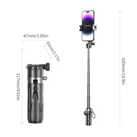 Cowenhey Mini Selfie Stick Tripod with 2 Fill Lights, Phone Tripod, Pocket Size Selfie Stick, with Detachable Remote Control for Photograph, Live Streaming, Video Recording (with 2 Fill Lights)
