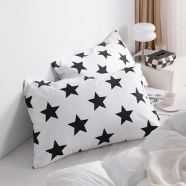 NTBAY King Star Pillowcases Set of 2, 1800 Thread Brushed Microfiber Black and White Star Pillow Cases, Super Soft and Cozy Envelope Closure 20x36 Pillowcases, 20x36 Inches