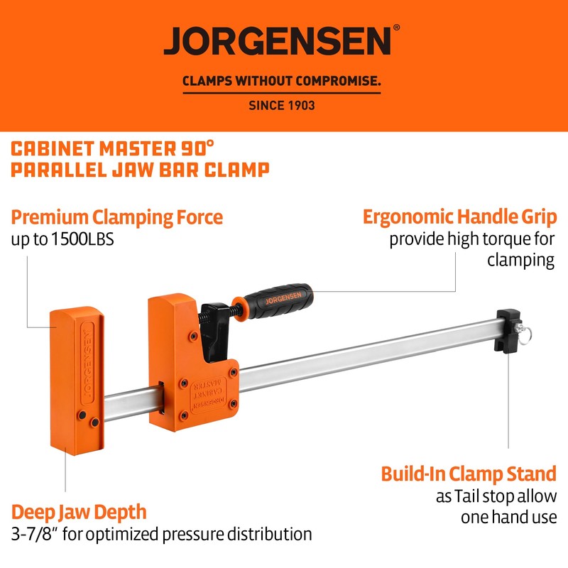 Jorgensen 18” Bar Clamp Set, 2-pack 90° Parallel Clamp Cabinet