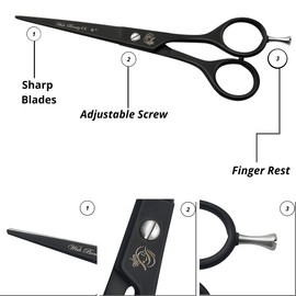 Professional Hairdressing Scissors Salon Sharp Razor Shear – Barber Scissors for Hair Cutting – Black Stainless Steel Hair Cutting Scissor – (Black 6")