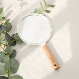 Weshin Clash Wood Neck Hand Mirror Round, White / 웨신 클래시 우드 넥 손거울 라운드, 화이트