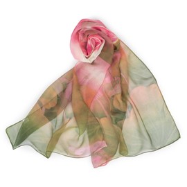 Mealah Floral-Print-Scarf for Womens - Classic-Chiffon-Wrap-Shawl Long Lightweight Sunscreen Scarf(19.6''×63'')